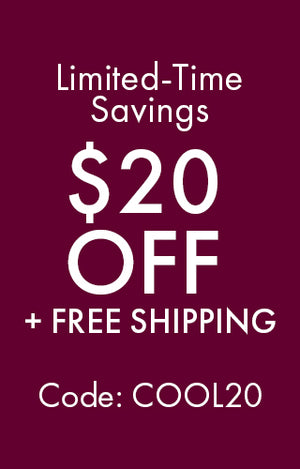 Maroon background with $20 off + free shipping. Code: COOL20